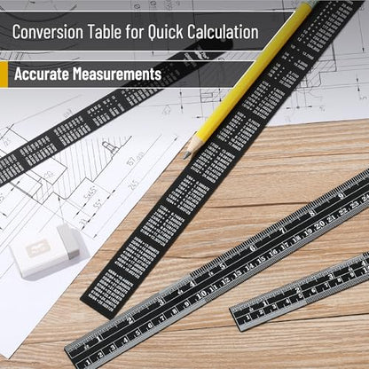 Mr. Pen- Metal Straight Edge Ruler, 4 pcs, 6", 8", 12", 14", Black - color: Black, size: 6, 8, 12, 14 inch