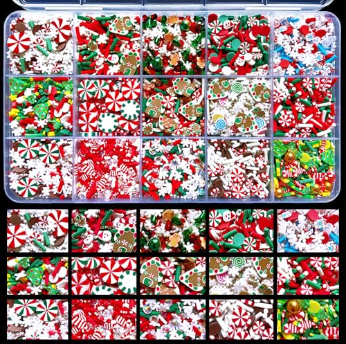 Sprinkles Fake Christmas Sprinkle Polymer Clay Sprinkles Christmas Polymer Clay Slices Fake Candy Sprinkles for Nail Art DIY Crafts Cake Phone (Christmas-15C)