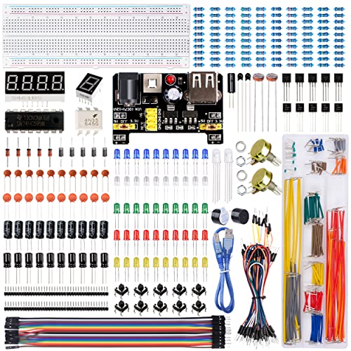 Miuzei Electronics Component Kit with Breadboard Compatible with Arduino
