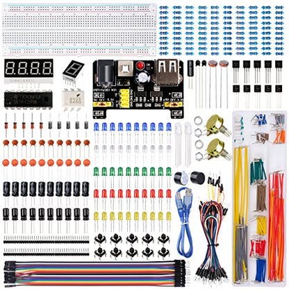 Miuzei Electronics Component Kit with Breadboard Compatible with Arduino