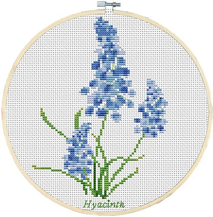 Awesocrafts Cross Stitch Kits Hyacinth Flowers 11CT Stamped Patterns Easy Cross Stitching Embroidery Needlework Kit Supplies (Hyacinth) - color: Hyacinth