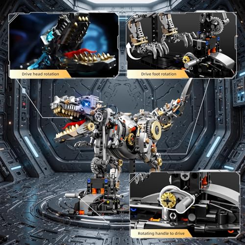 HJPLPXH Mechanical T-Rex Dinosaur Building Set with LED Lights & Motor - style: Motor T-Rex