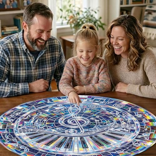 1000 Piece Round Jigsaw Puzzle for Adults - Crystal Rainbow Music - color: B-crystal Music