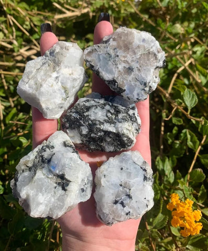 Zenkeeper 1Lb Moonstone Crystal Stone Natural Raw Stones and Fountain Rocks for Tumbling, Cabbing, Polishing, Wire Wrapping, Wicca and Reiki Crystal Healing - color: Moonstone