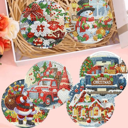 8 Pack Christmas Diamond Art Coasters,Diamond Painting Coasters Kits - color: Christmas Coasters-a