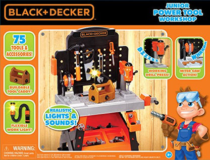 JAKKS Pacific Black+Decker Kids Workbench - Power Tools Workshop - Build Your Own Toy Tool Box – 75 Realistic Toy Tools and Accessories [Amazon Exclusive]