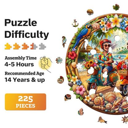 Jigfoxy Wooden Puzzles for Adults, Golden Years Beach Ride Wood Puzzle - color: Golden Years Beach Ride, size: Medium