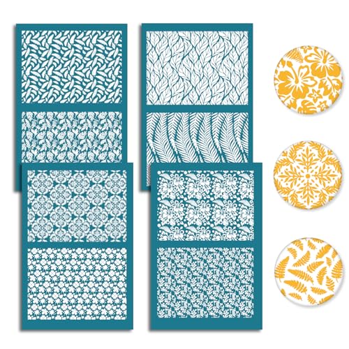 4Pcs 4 Styles Clay Large Silkscreen Leaf Silk Screen Stencils 3.9 x 6 Inch Leaves Pattern Reusable Nylon Printing Stencil for Polymer Clay Wood Fabric Jewelry Making Supplies DIY Crafts - color: Leaf