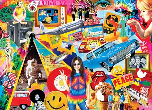 MasterPieces Vintage 1000 Piece Jigsaw Puzzle for Adults - Groovy Times - Retro 60s & 70s Collage - 19.25"x26.75" - style: Groovy Times