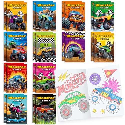 BenLouis 24 Pcs Monster Truck Mini Coloring Books for Kids Party Favors - style: Monster Truck