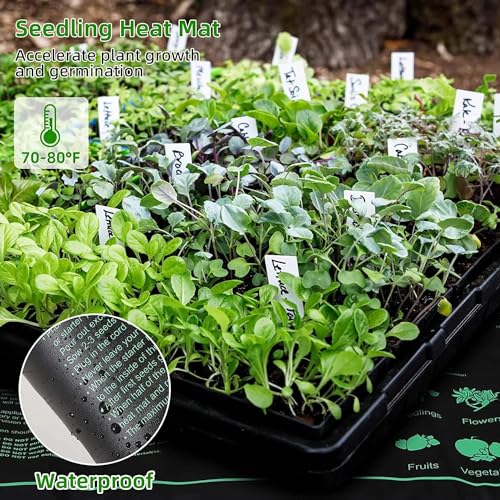 Seed Starter Trays with Grow Lights and Heat Mat, 72 Cells Seed Starter Kit with Lights, 3 Lighting Mode, 4 Timing Set, Germination Kit for Seed Starting Trays with High Humidity Control Domes - color: Green