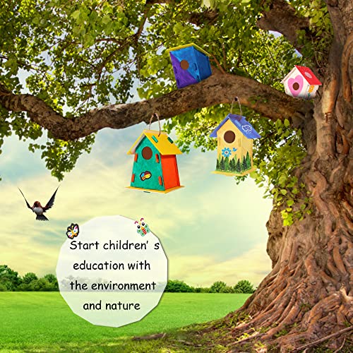 ILHSTY 6 Pack Large DIY Bird Houses Kits for Kids, Kids Crafts Wood Houses for Crafts Class Parties, DIY Crafts and Art Birdhouse Kits for Children to Build & Paint (6)