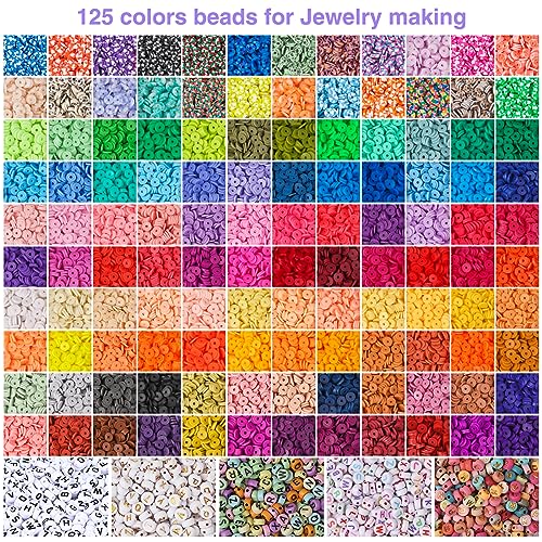 XSEINO 23000Pcs Clay Beads Bracelet Making Kit, 6Boxes 125Colors - color: 6 Boxes