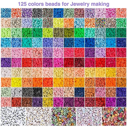 XSEINO 23000Pcs Clay Beads Bracelet Making Kit, 6Boxes 125Colors - color: 6 Boxes