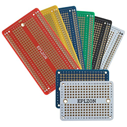 Solderable Breadboard PCB Board Gold-Plated Solder Breadboard for DIY Electronics Projects Apply to Arduino Soldering Projects 3.5"x2.05" & 2.0"x1.5"(Pack of 6 + 2 Mini Board,Multicolor) - color: Multicolor