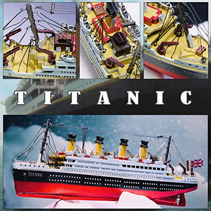 Piececool 3D Puzzles for Adults, Titanic Metal Ship Model Building Kits, Difficult Watercraft Cruise DIY Arts and Crafts Birthday Gifts for Men Women Couples Desk Decor - style: Titanic