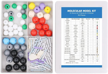 Swpeet 92 Pcs Chemistry Molecular Model Student and Teacher Set, Molecular Model Set for Inorganic & Organic Chemistry - 52 Atoms & 37 Bonds & 3 Orbitals - style: 92 Pieces Molecular Model Kit