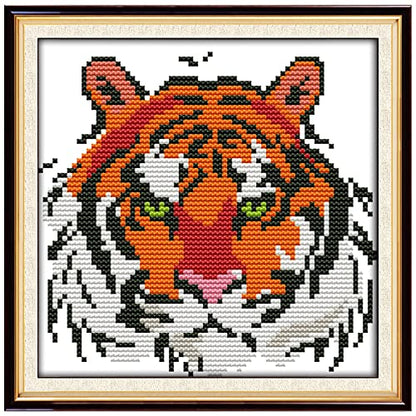 ITSTITCH Stamped Cross Stitch Kits for Beginners,Full Range of Crossstitching Kits Preprinted Pattern for Adults, Embroidery Needlepoint Starter Kits 11ct 3 Strands -Tiger,8.7x8.7 inch - color: Tiger ,8.7x8.7 inch
