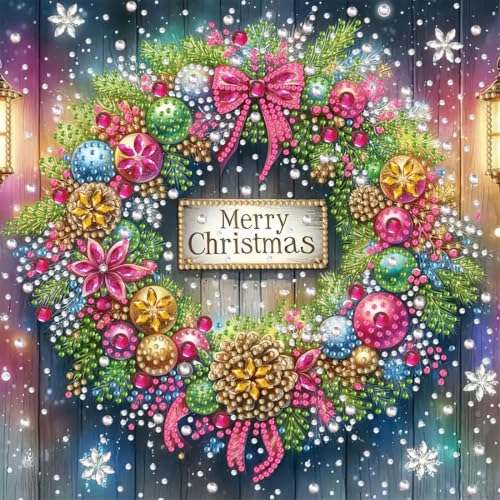 Christmas Wreath 5D Diamond Art Painting Kits for Adults 12 x 12 inch - color: SH183