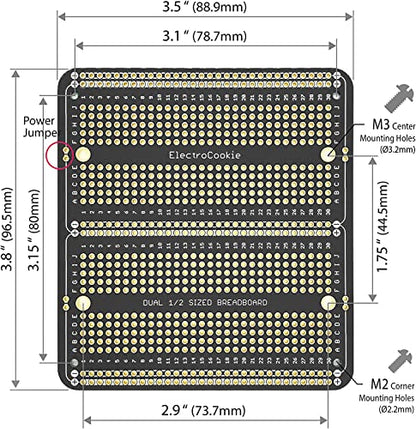 ElectroCookie Large PCB Prototype Board Kit Solderable Breadboards for Electronics Projects Compatible for DIY Arduino Soldering Projects, Gold-Plated (6 Multi-Pack, Black)