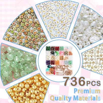 Kasmena 750+ Pcs DIY Bag Charm & Keychain Making Kit with Beads and Charms - size: 750+ PCS