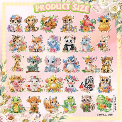 Xuhal 30 Pcs Animal Diamond Painting Magnets Diamond Art Kits for Adults - color: Animal