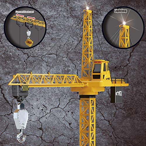 Liberty Imports 6 Channel RC Mega Tower Crane, 50.4 inch Tall 2.4GHz Remote Control Construction Site Toy 680° Rotation Lift Model with Tower Lights and Sounds for Kids