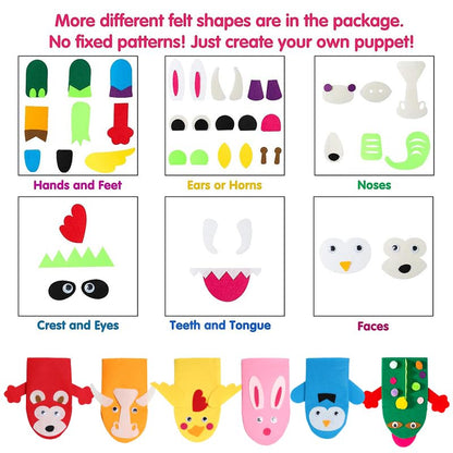 WATINC Hand Puppet Making Kit, Felt Sock Puppet Toys for Kids (Animals)