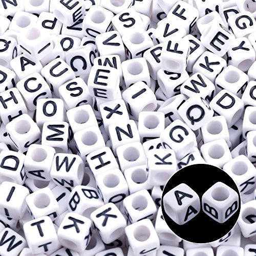 Augshy 1400pcs 5 Color Cube Alphabet Bead,Letter Beads DIY Activity Craft - color: 5colors A