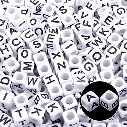 Augshy 1400pcs 5 Color Cube Alphabet Bead,Letter Beads DIY Activity Craft - color: 5colors A