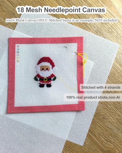 2 Pack 18 Mesh Needlepoint Canvas 11.8x11.8in Blank White Cotton No-Crease - color: 18CT 11.8" x 11.8" (2-Pack Flat)