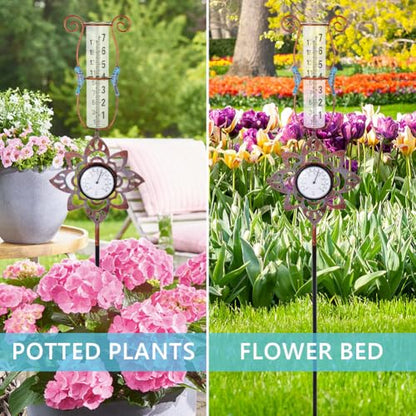 Rain Gauge,Hummingbird 7 inch Rain Gauge Outdoor with Thermometer - color: Thermometer