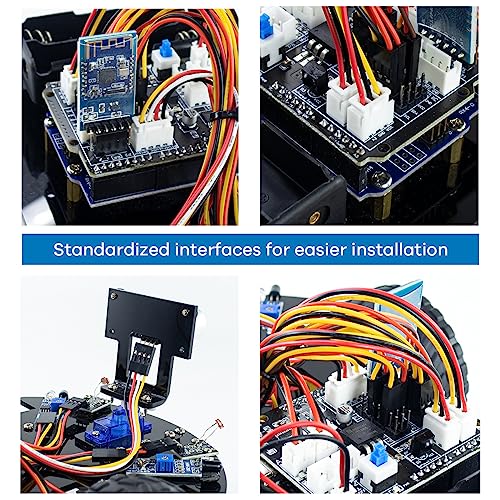 LAFVIN 2WD Smart Robot Car Kit V2 with Bluetooth, IR Remote, Obstacle Avoidance, Line Tracking, Light Seeking, Follow Object Functions, STEM Educational Robotics Kit with Tutorial - size: V2