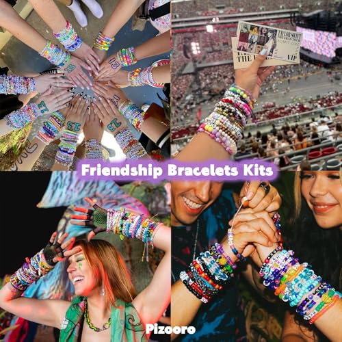 Pizooro Bracelet Making Kit 2400 Pcs Bracelet Beads, 56 Colors Pony Beads in Bead Organizer, 1400 Kandi Beads + 1000 Letter Beads, Jewelry Craft Supplies for Friendship Bracelets, DIY Gifts for Teens - color: 56 Colors