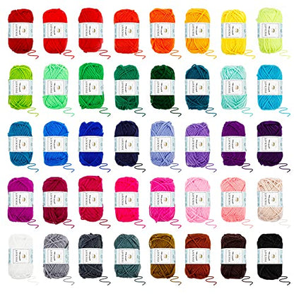 INSCRAFT 113 Piece Crochet Kit with Yarn Set– 1600 Yards Assorted Yarn for Knitting and Crochet, 73PCS Crochet Accessories Set Including Ergonomic Hooks, Knitting Needles & More Ideal Beginner Kit - size: 113 Piece Crochet Kit