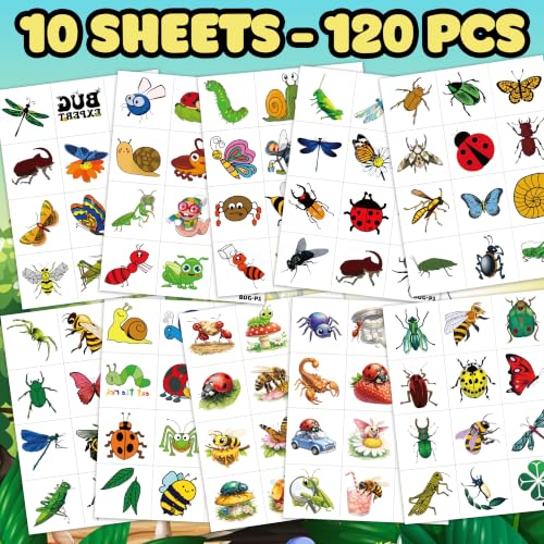 120 PCS Bug Temporary Tattoos for Kids Toddlers - color: 120PCS