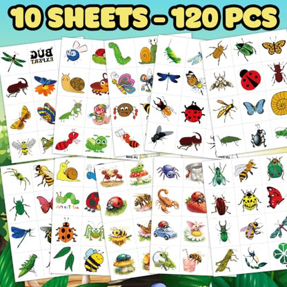 120 PCS Bug Temporary Tattoos for Kids Toddlers - color: 120PCS