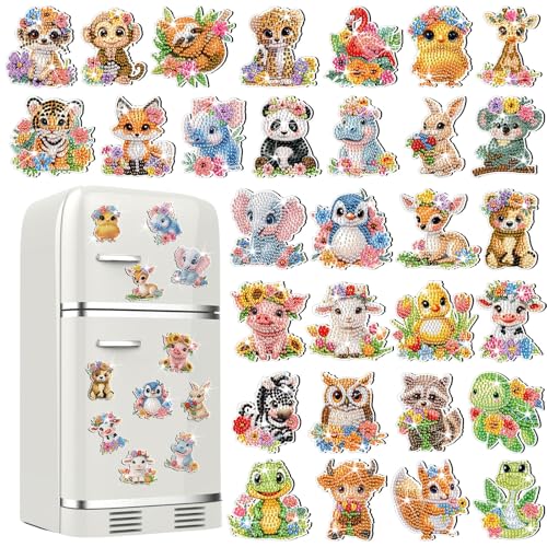 Xuhal 30 Pcs Animal Diamond Painting Magnets Diamond Art Kits for Adults - color: Animal