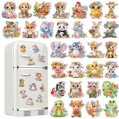 Xuhal 30 Pcs Animal Diamond Painting Magnets Diamond Art Kits for Adults - color: Animal
