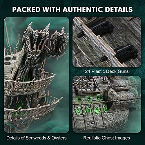 CubicFun Flying Dutchman 3D Pirate Ship Puzzle with Green LEDs, 360 Pieces - style: Green LED Flying Dutchman