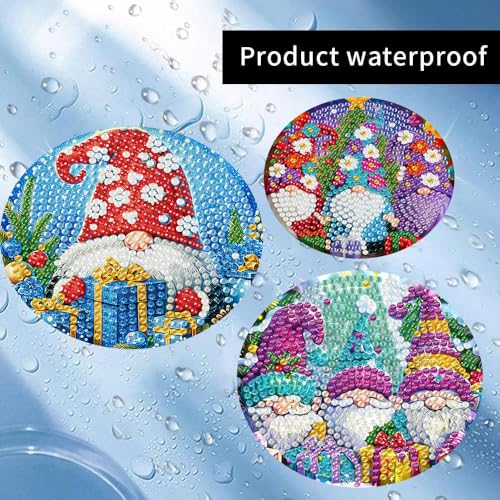 8 Pcs Diamond Art Coaster Kit for Adult with Holder, Diamond Coasters 4x4in - color: Gnomes Coasters, size: 8 Pcs 4x4in