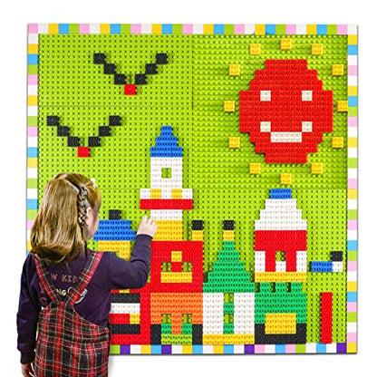 Build On Wall or Table - Customize Building Block Wall, 8 Pack (10" x 20") Self Adhesive Building Base Plate, 440 Pcs Compatible with All Major Brand Brick - Fastest Easiest DIY Fun Wall and Desk - style: 440 Pcs Building Blocks and 8 Pcs Baseplate