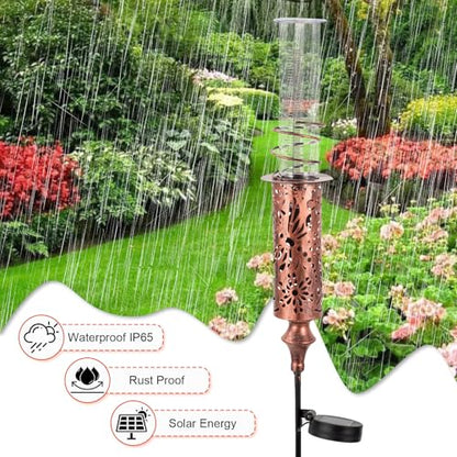 Rain Gauge Outdoor, Solar Water Gauge for Rain - color: Copper