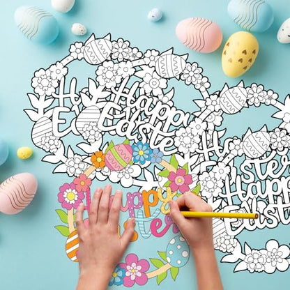 Sereliy 24 Pcs Easter Coloring Wreath Crafts, Color Your Own Easter Crafts, DIY Paper Eggs Wreath for Home Activities Games. (Egg.24PCS) - color: Egg.24PCS