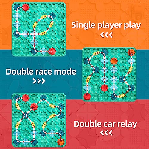burgkidz STEM Road Build Puzzle: Teal Board, 200+ Chal. w/ 2 Cars - color: Green