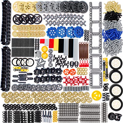 ASTEM Technic Parts 826Pcs Building Blocks with Differentials Wheels Chain Link Connector Joints Track Tank Wheel Shock Absorber Steering Shaft for MOC
