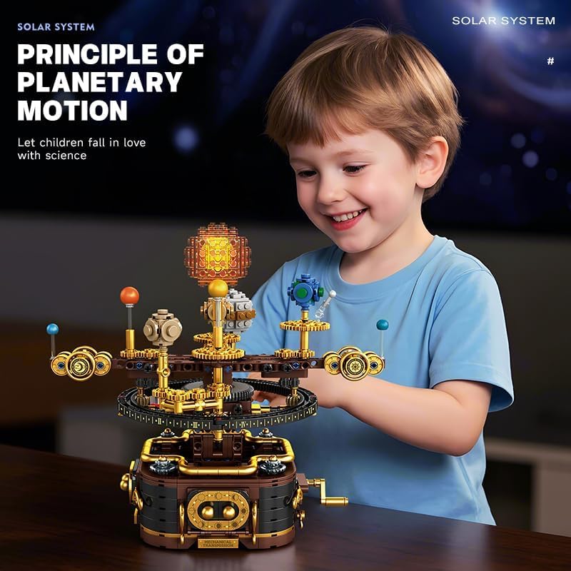 Rotating Solar System STEM Building Kit, Educational Astronomy Toy