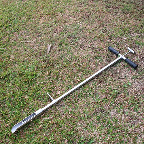 Soil Sample Probe 40” with Ejector and Foot Pedal,Soil Probe Stainless Steel T-Style Handle Soil Test Kit,Soil Probe Rod for Soil Sampling Plant Care/Agriculture/Garden/Farm - size: 40”S/T-Style