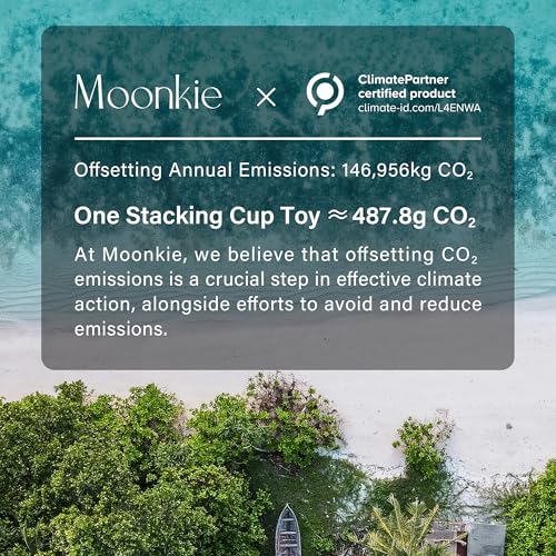 Moonkie Stacking Cups Toy, Fun Educational Baby Toys Silicone Soft Teething Toy, Age 6+ Months, 7 Piece Set - color: Fine Day