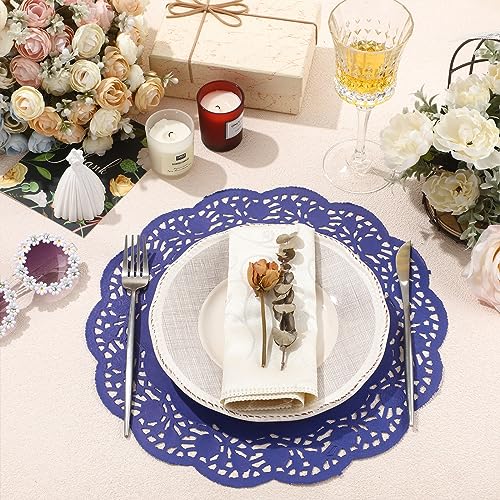 Yexiya 200 Pcs Lace Paper Doilies 14 Inch Round Foil Placemats, Dark Blue - color: Dark Blue
